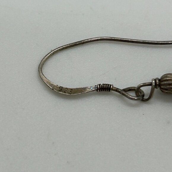 Sterling Silver Earrings Glass Orange and Silver Beads Pierced Dangle Vintage - Picture 13 of 13